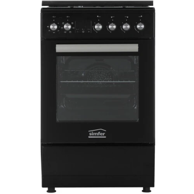 Плита газовая SIMFER F65MB46005 черный ( эмаль. реш.,металл.крышка)