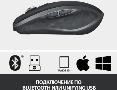 Мышь LOGITECH MX Anywhere 2S графитовый оптическая (1000dpi) беспроводная BT (5but)