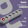 Сетевой фильтр BURO 500SL-5-G 5м (5 розеток) серый (пакет ПЭ)