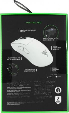 Мышь RAZER DeathAdder V3 Pro белый оптическая (30000dpi) беспроводная USB-C (5but) (RZ01-04630200-R3G1)
