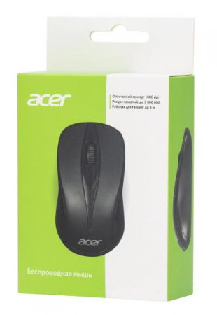Мышь ACER OMR131 черный оптическая (1000dpi) беспроводная USB для ноутбука (2but) (ZL.MCEEE.01E)