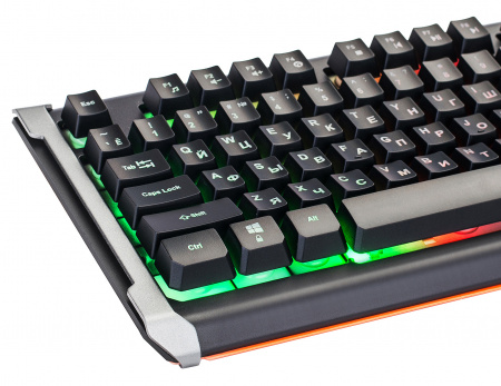 Клавиатура OKLICK 717G BLACK DEATH черный/серый USB Multimedia Gamer LED