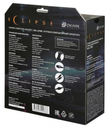 Наушники с микрофоном OKLICK HS-L370G ECLIPSE черный 1.9м мониторы