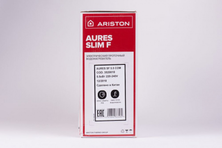 Водонагреватель проточный ARISTON Aures SF 5.5 COM (кран+душ) белый