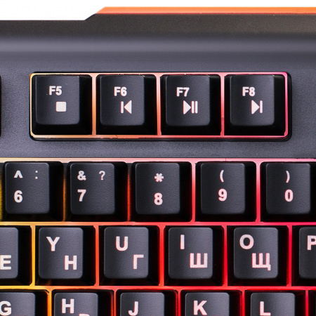 Клавиатура OKLICK 717G BLACK DEATH черный/серый USB Multimedia Gamer LED