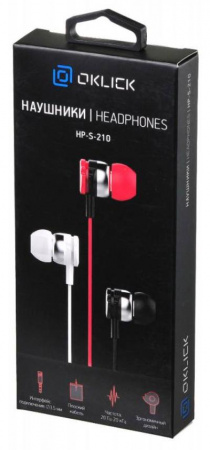 Наушники вкладыши OKLICK HP-S-210 1.2м красный проводные 